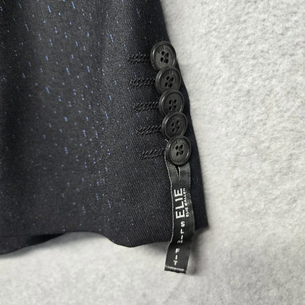 Elie Balleh Blazer Mens 42-44 Large Black Slim Fit 2 Button Sport Coat Jacket